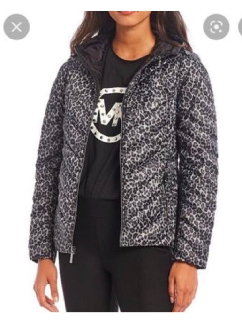 Michael kors leopaRd print cir'e reversible puffer jacket